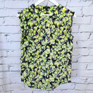 J. Crew Floral Yellow Sleeveless Top